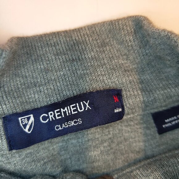 Cremieux Men's Grey and Brown Long Sleeve Button Up Pullover Sweater Medium - Picture 2 of 6